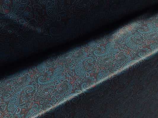 Single jersey fashion fabric - 60 inches wide - Paisley print - dark blue & wine