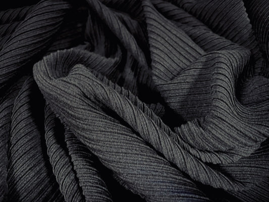 Scuba ribbed stretch double jersey neoprene style fabric, per metre - black