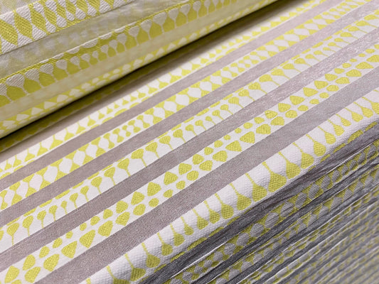 Organza woven burnout stripe dress fabric, per Metre - Moroccan style jacquard - lemon