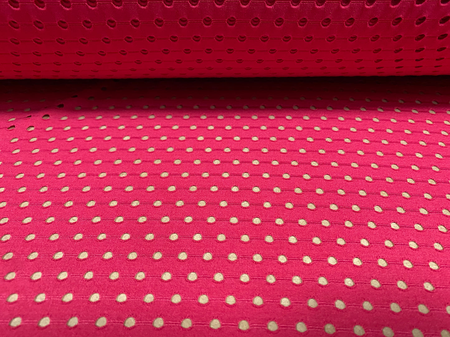 Airtex stretch spandex mesh fishnet jersey fabric, per metre - plain - cerise pink