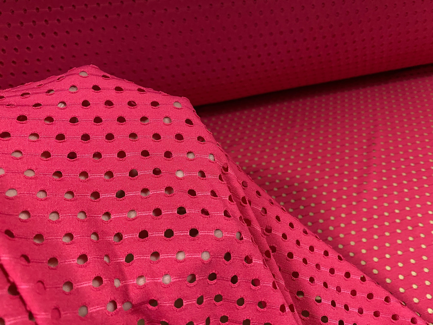 Airtex stretch spandex mesh fishnet jersey fabric, per metre - plain - cerise pink