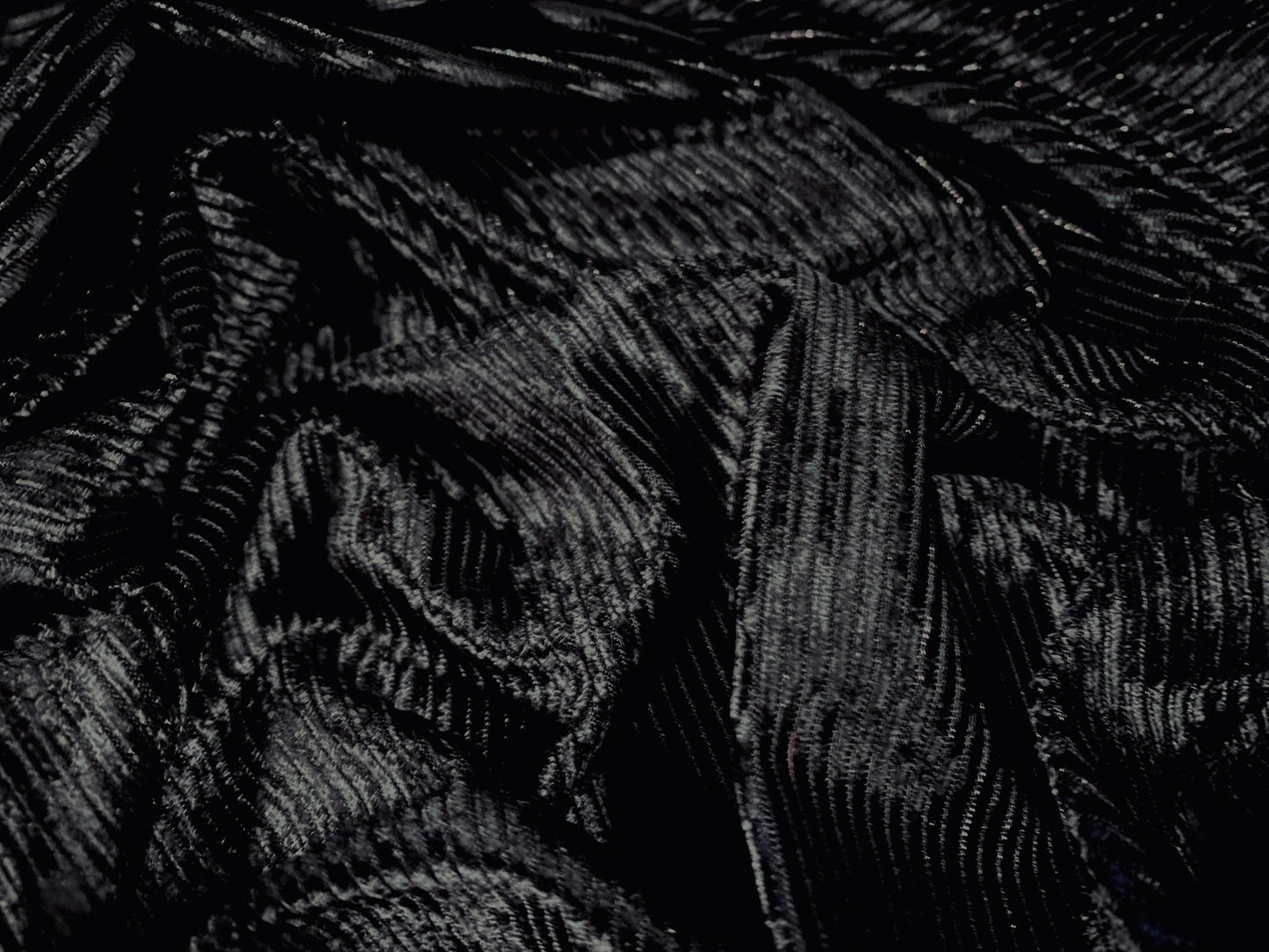 Velour jersey fabric with metallic lurex pinstripe, per metre - black