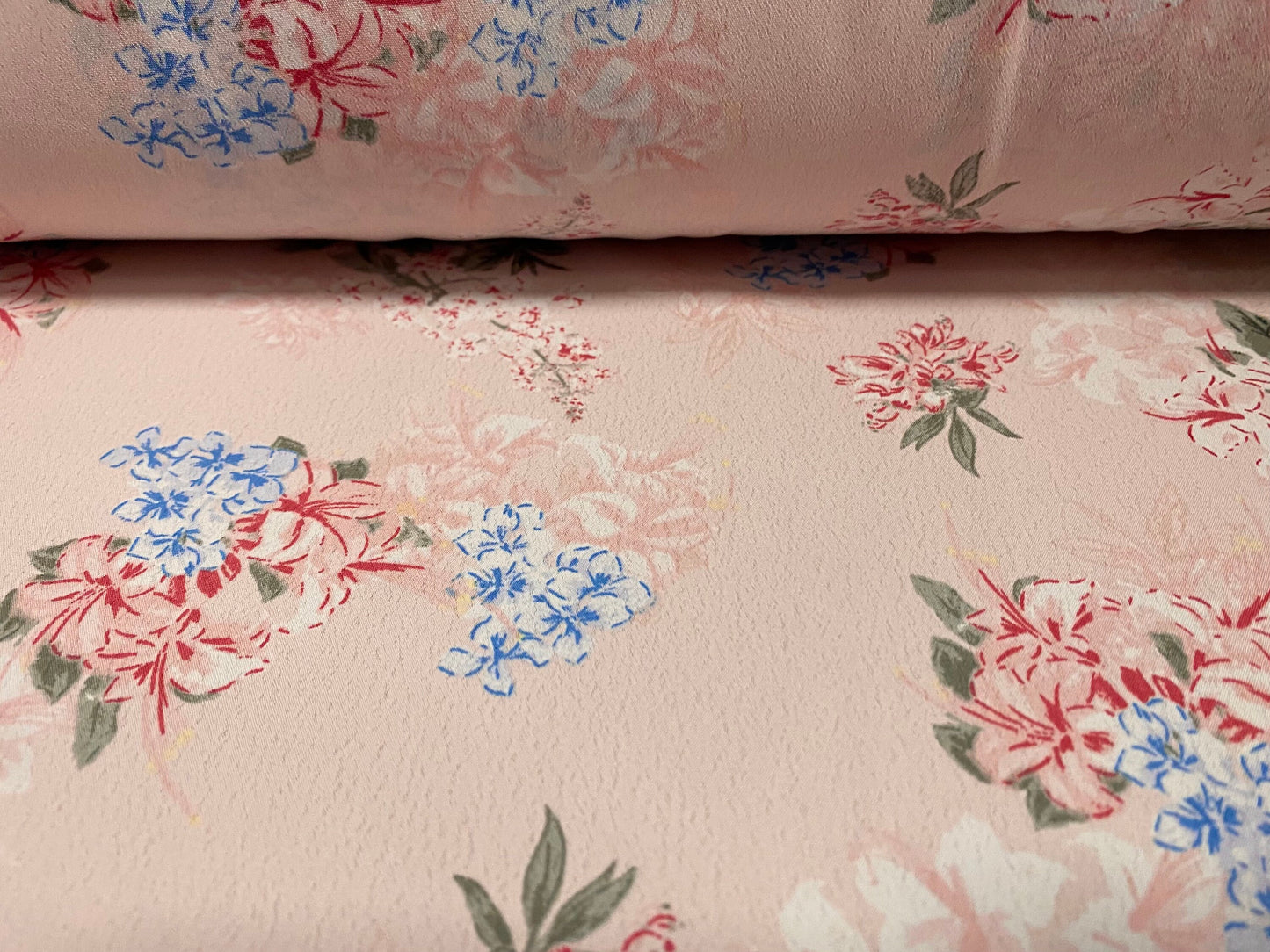 Soft Marocain crepe woven dress fabric, per metre - ditsy flower print - light pink