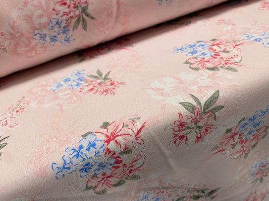 Soft Marocain crepe woven dress fabric, per metre - ditsy flower print - light pink