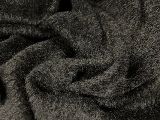 Wool blend heavyweight bearskin fur coat jacket fabric, per metre - Plain - grey