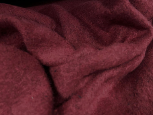 Wool blend heavyweight bearskin fur coat jacket fabric, per metre - Plain - garnet red