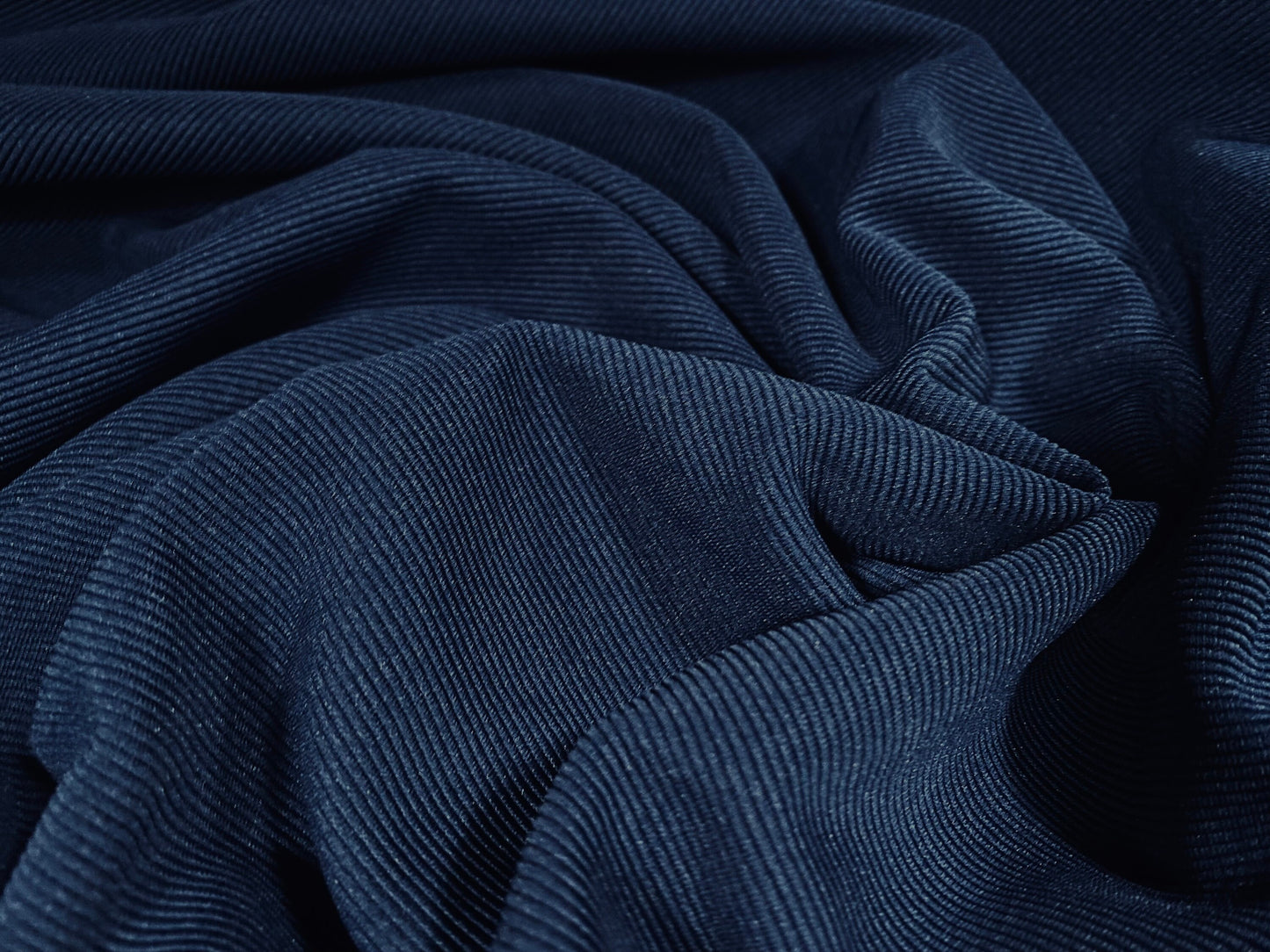 Fine Ottoman Jodhpur rib Stretch spandex jersey fabric , per metre - plain - navy blue