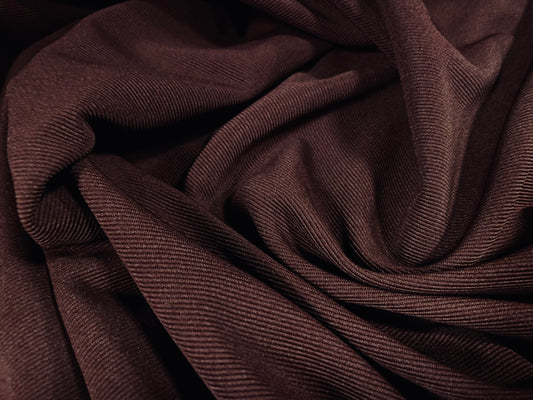 Fine Ottoman Jodhpur rib Stretch spandex jersey fabric , per metre - plain - chestnut brown