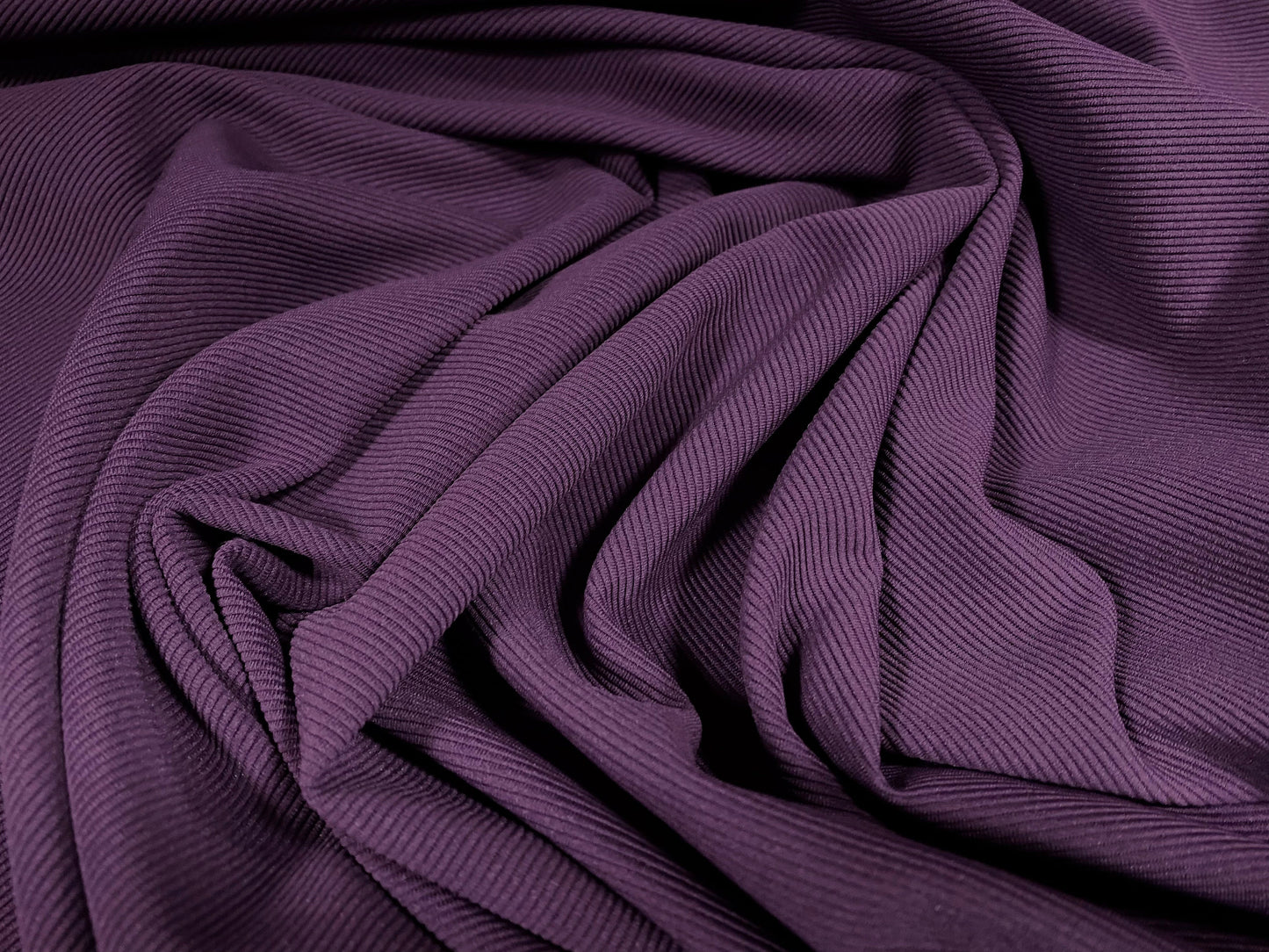 Fine Ottoman Jodhpur rib Stretch spandex jersey fabric , per metre - plain - purple