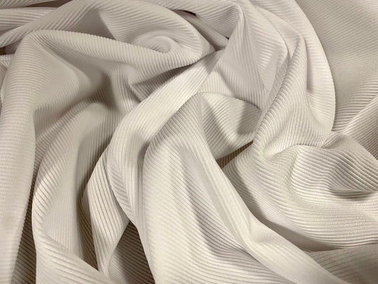 Fine Ottoman Jodhpur rib Stretch spandex jersey fabric , per metre - plain - white