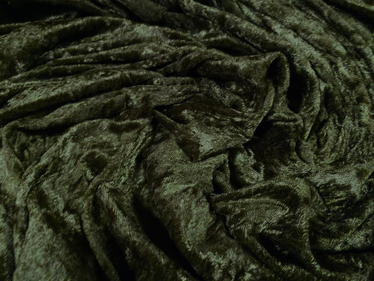 Panné velour velvet crushed dress fabric, per metre - plain - khaki green