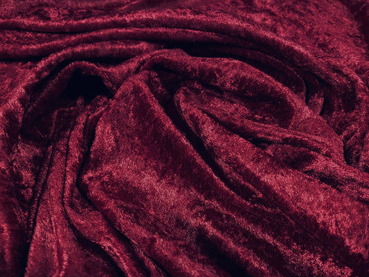 Panné velour velvet crushed dress fabric, per metre - plain - wine