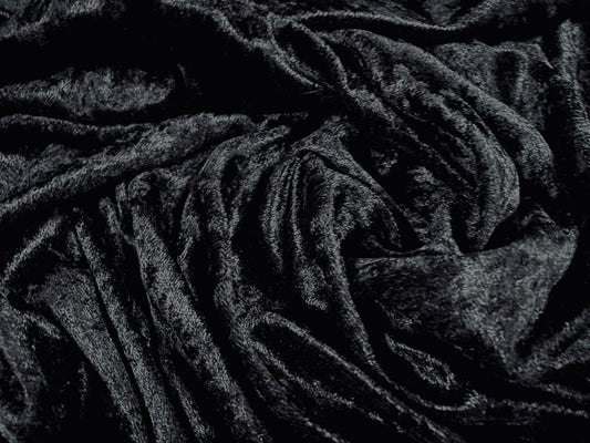 Panné velour velvet crushed dress fabric, per metre - plain - black