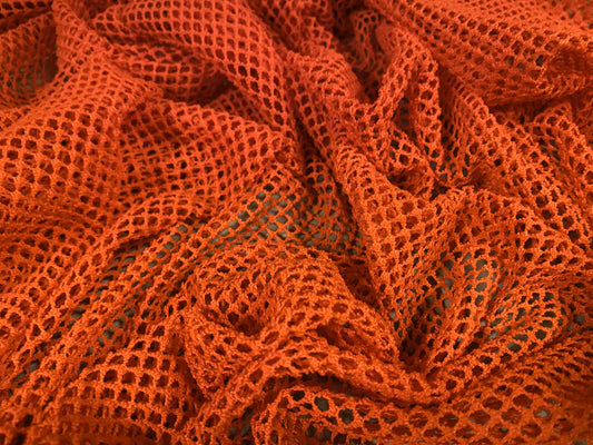 Fishnet mesh net jersey fabric, per metre - plain - Orange