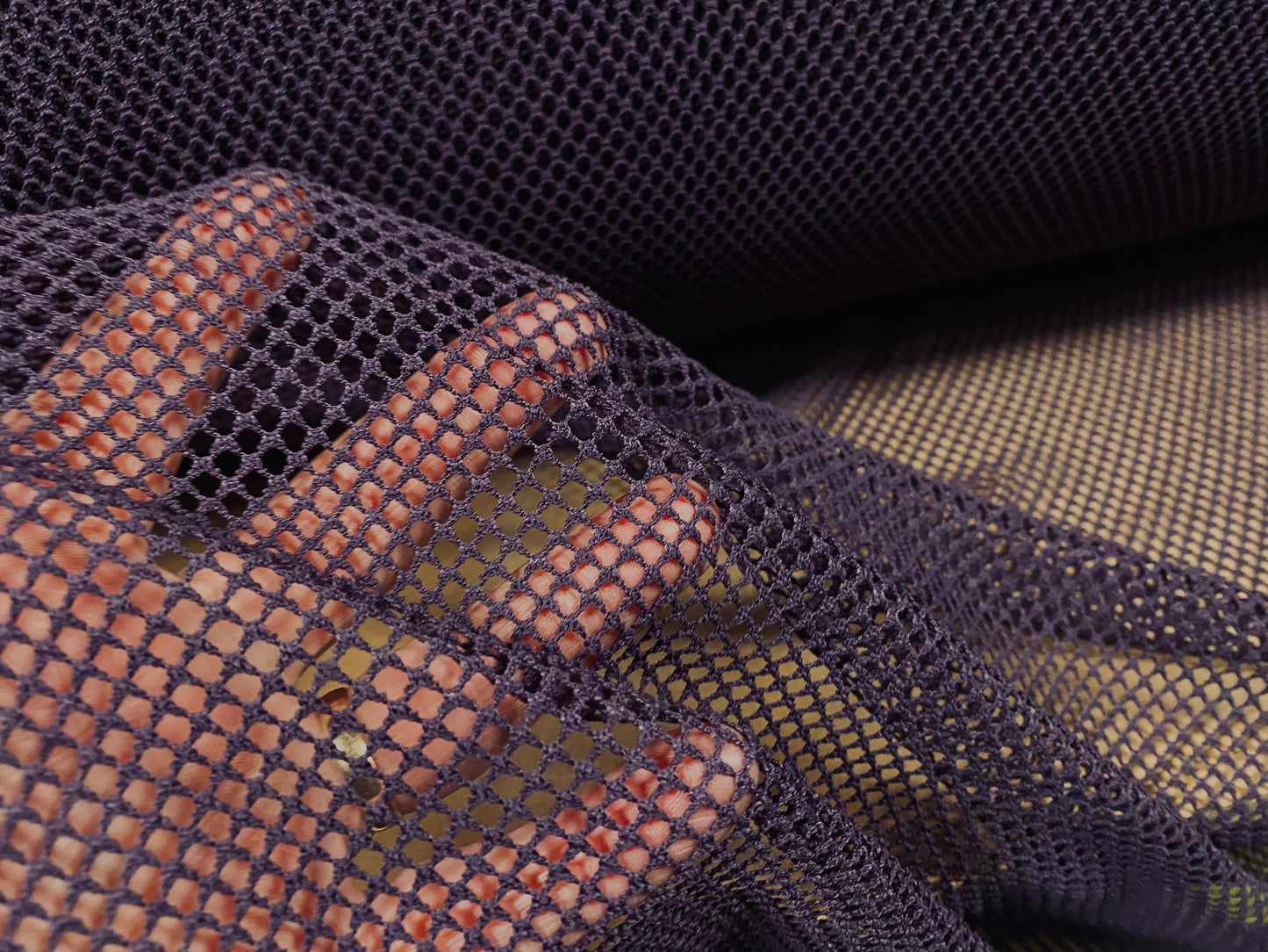 Fishnet mesh net jersey fabric, per metre - plain - purple