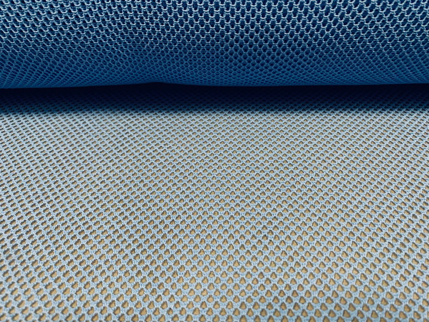 Fishnet mesh net jersey fabric, per metre - plain - Sky blue