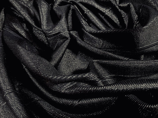 Wet look bandage rib stretch spandex jersey fabric, per metre - black
