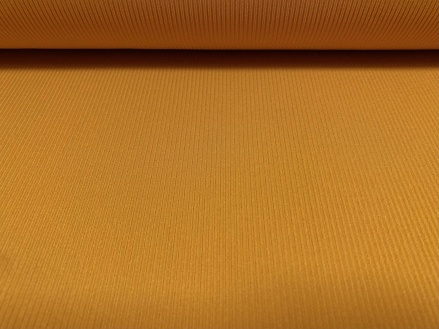 Stretch spandex fine rib jersey knit dress fabric, per metre - plain - mustard