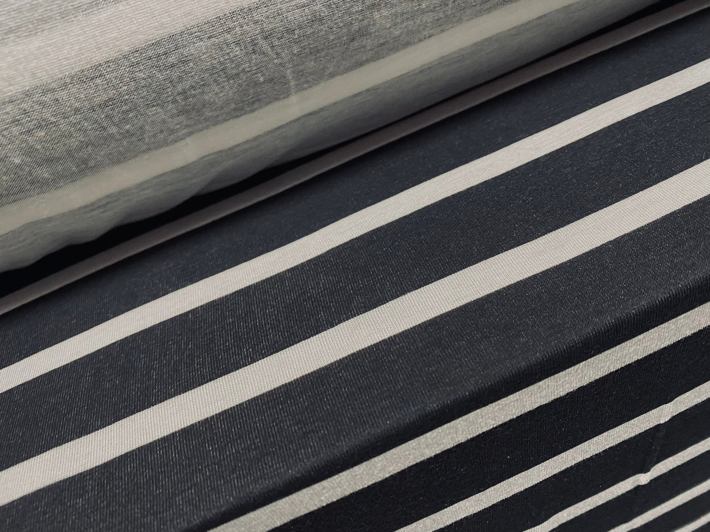 Viscose spandex stretch single jersey fabric, per metre - striped - black & white