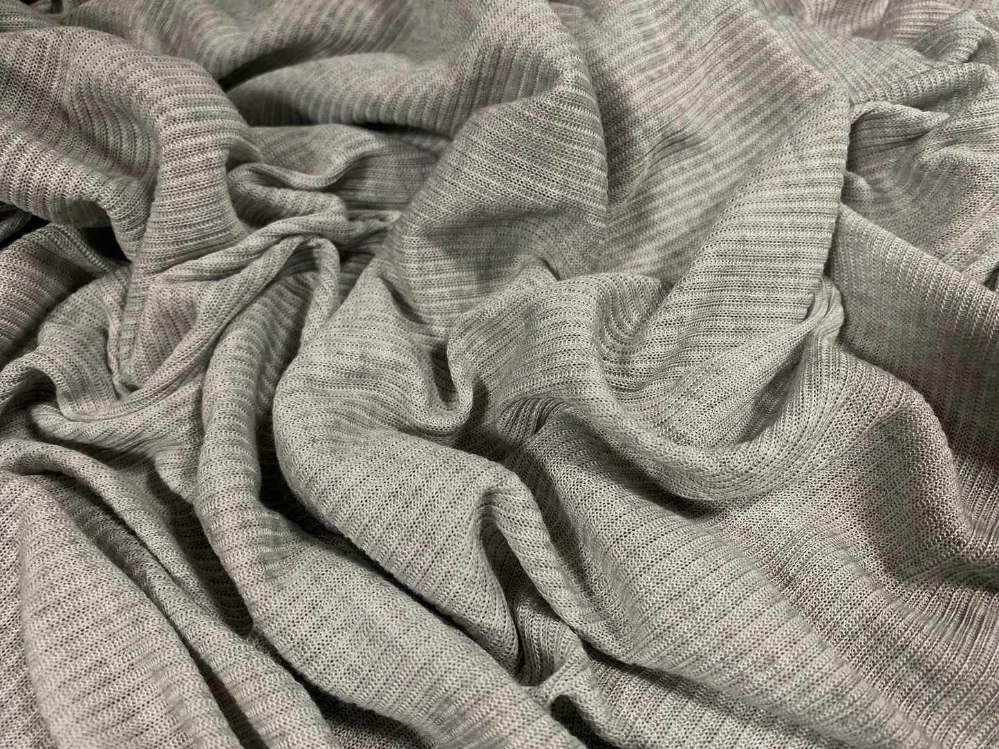 Soft handle rib jersey knit fabric, per metre - grey marl