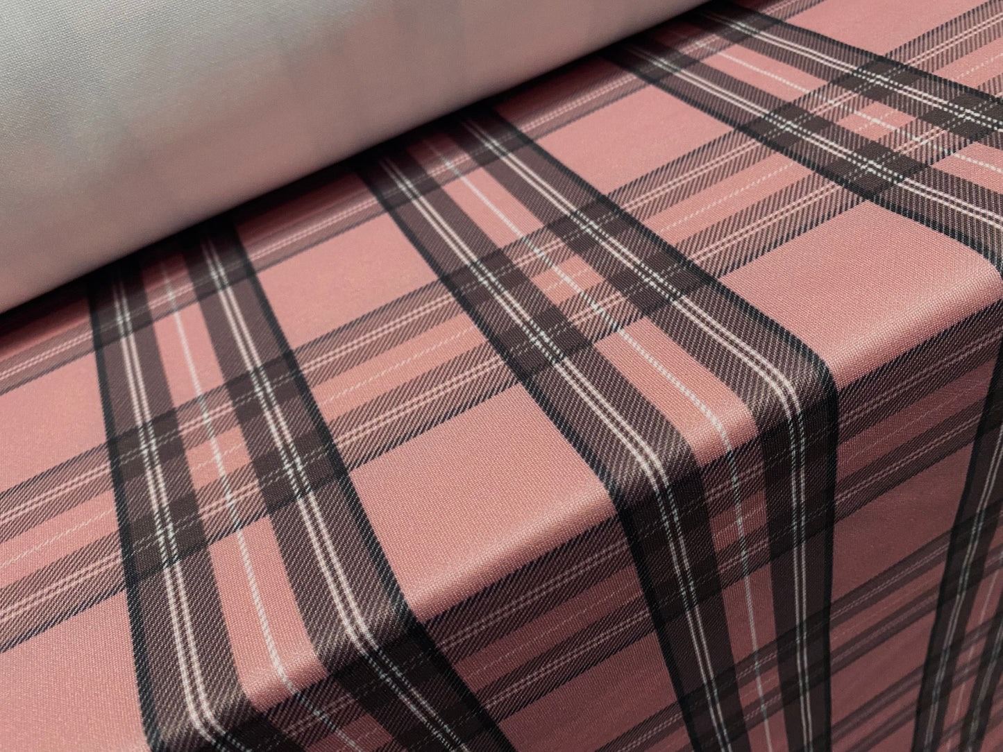 Scuba spandex stretch neoprene style jersey fashion fabric, per metre - tartan check print - pink