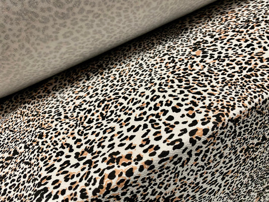 Scuba textured ‘Liverpool’ stretch spandex jersey fabric, per metre - micro leopardskin print