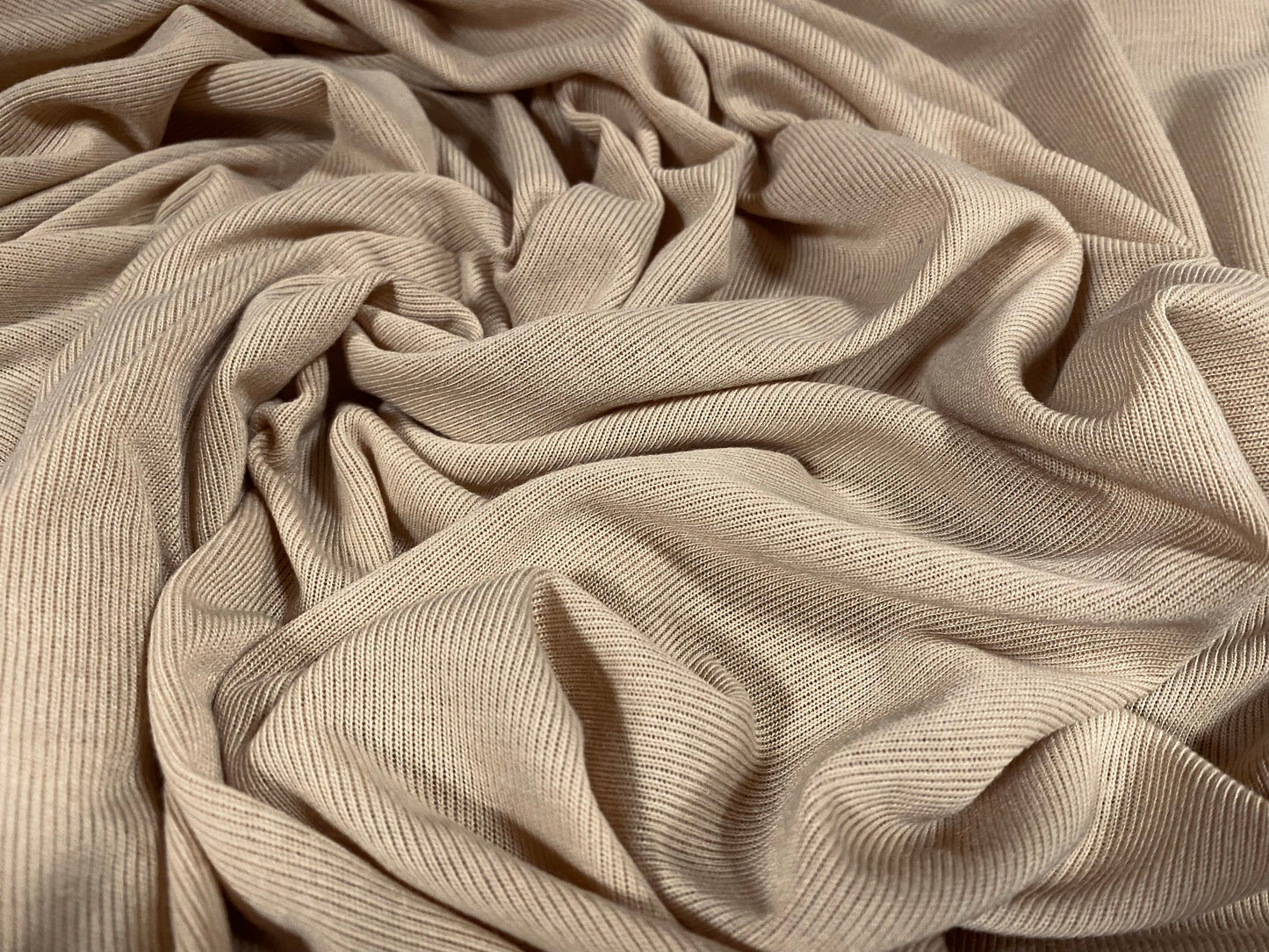Powder touch knitwear stretch jersey fabric, per metre - plain - Stone