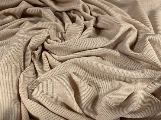 Powder touch knitwear stretch jersey fabric, per metre - plain - Stone