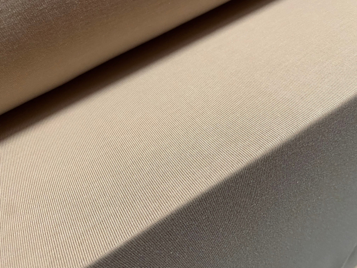 Powder touch knitwear stretch jersey fabric, per metre - plain - Stone