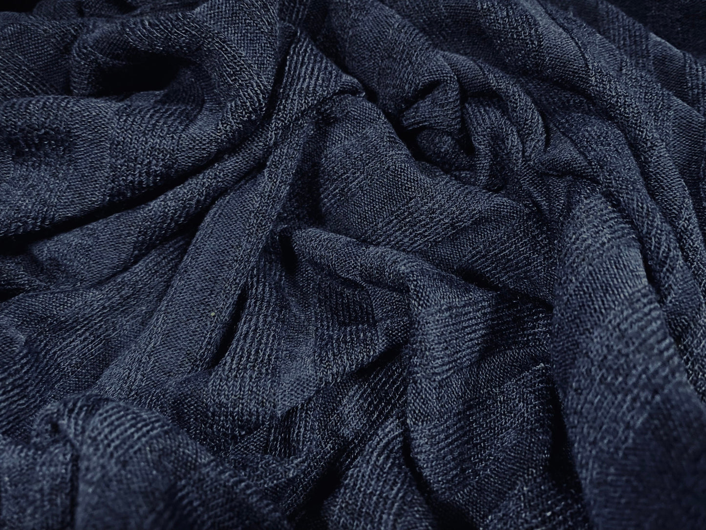 Heavyweight chenille knitwear rib jersey fabric, per metre - plain - navy blue