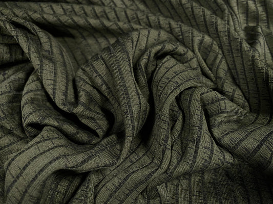 Heavyweight melange stretch rib jersey fabric, per metre - Olive green marl