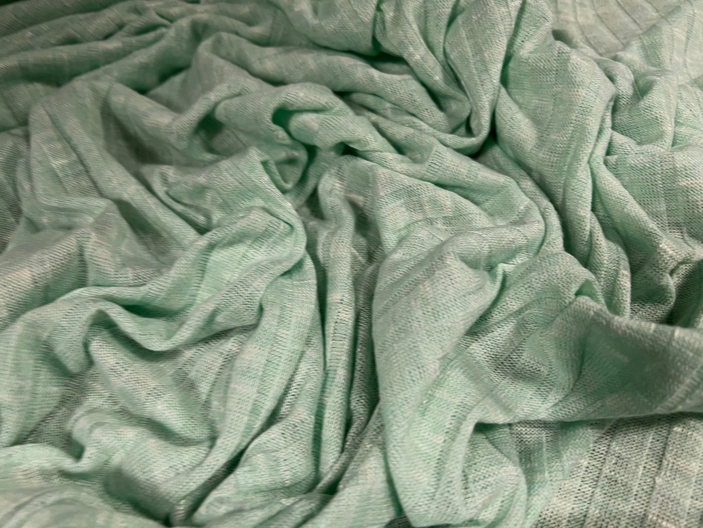 Heavyweight melange soft rib jersey fabric, per metre - Mint green marl