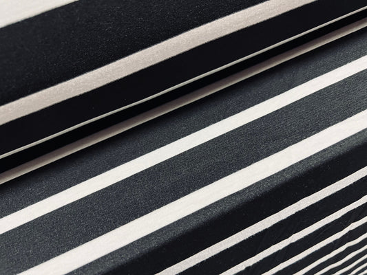 Stretch Single jersey dress fabric, per metre - block stripe  - black & white