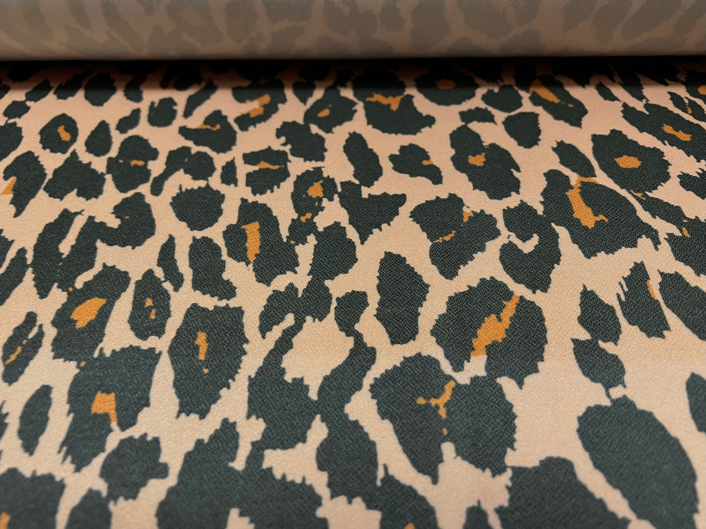 Valentino crepe spandex jersey fabric - similar to scuba - per metre - leopardskin print - baked salmon