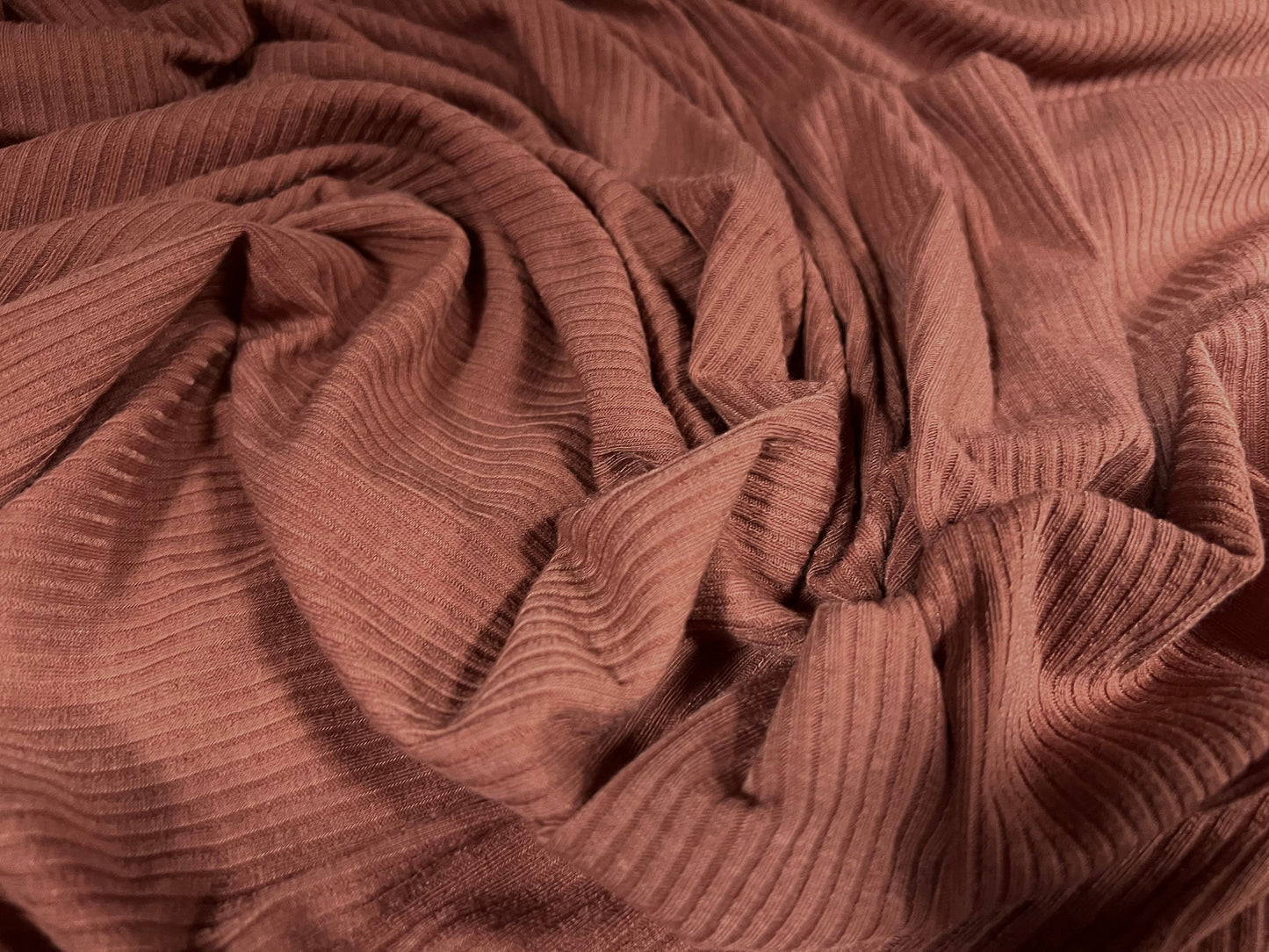 Soft touch rib jersey knit fabric, per metre - plain - Terracotta