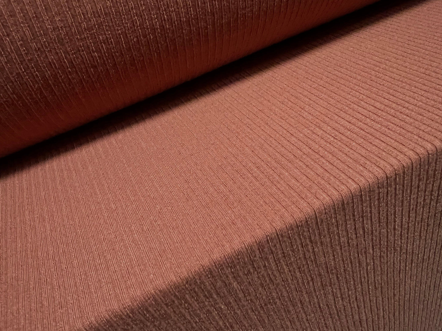 Soft touch rib jersey knit fabric, per metre - plain - Terracotta