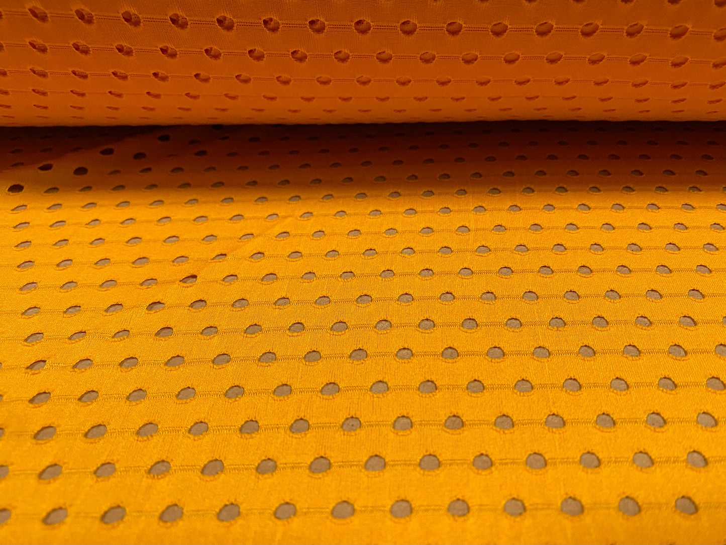 Airtex stretch spandex mesh fishnet jersey fabric, per metre - plain - tangerine