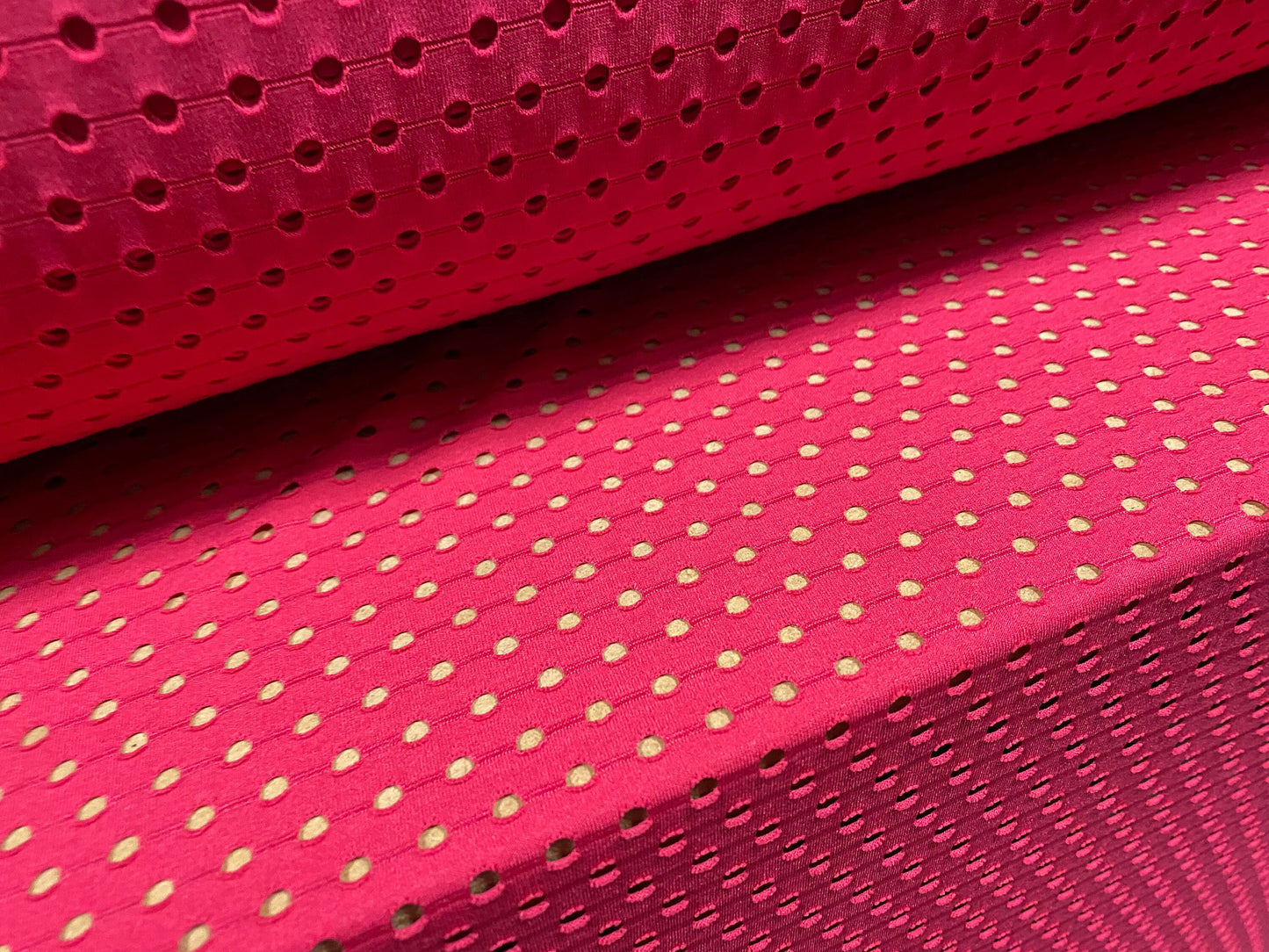 Airtex stretch spandex mesh fishnet jersey fabric, per metre - plain - cerise pink