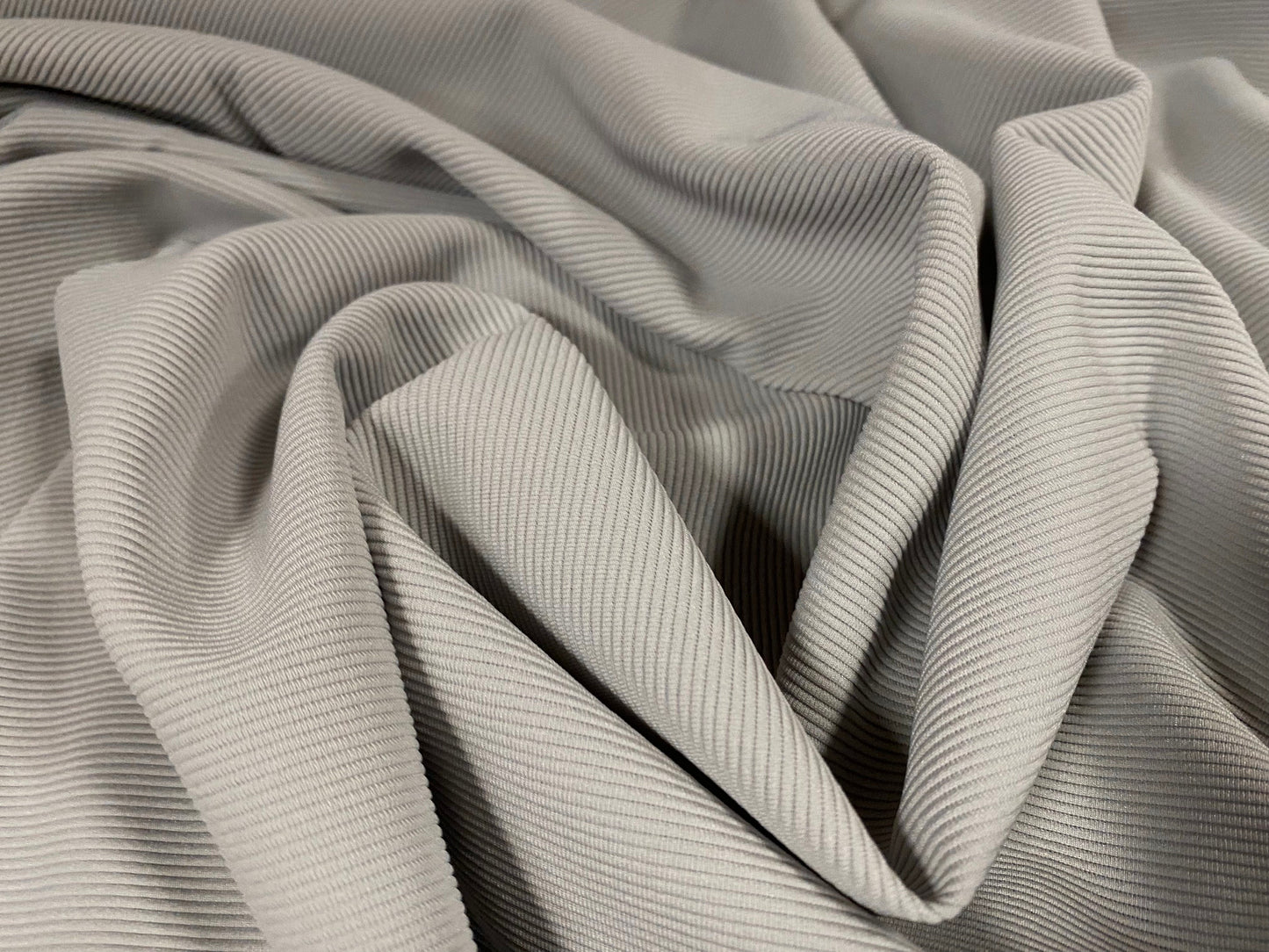 Fine Ottoman Jodhpur rib Stretch spandex jersey fabric , per metre - plain - light grey