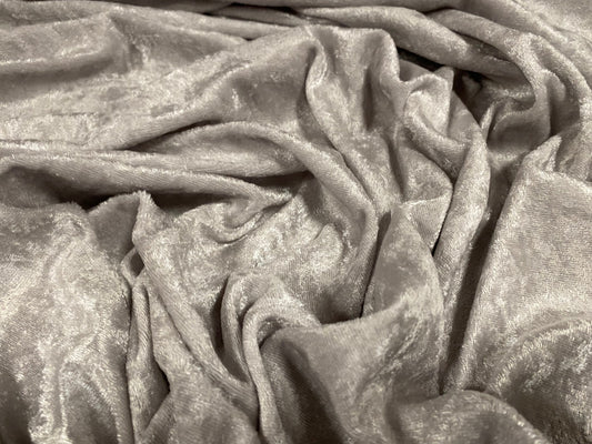 Panné velour velvet crushed dress fabric, per metre - plain - silver grey