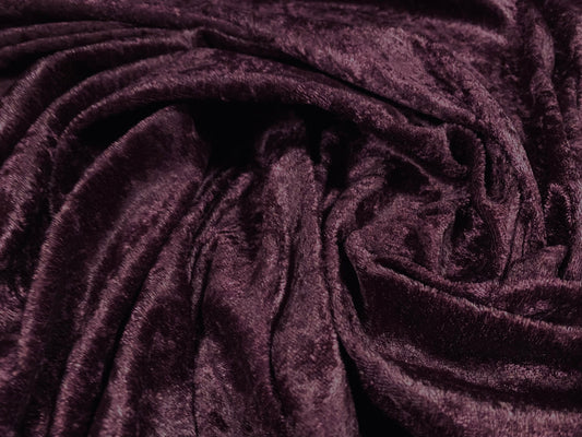 Panné velour velvet crushed dress fabric, per metre - plain - plum