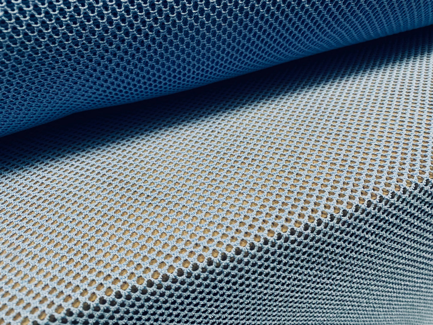 Fishnet mesh net jersey fabric, per metre - plain - Sky blue