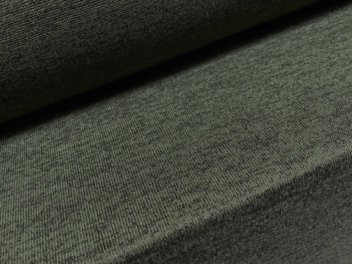 Soft handle loopback stretch spandex jersey fabric, per metre - Olive green melange