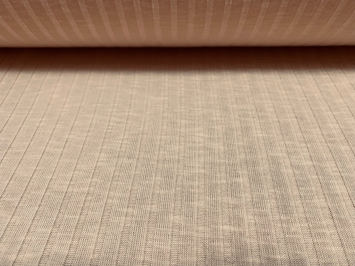 Heavyweight melange stretch rib jersey fabric, per metre - blush marl