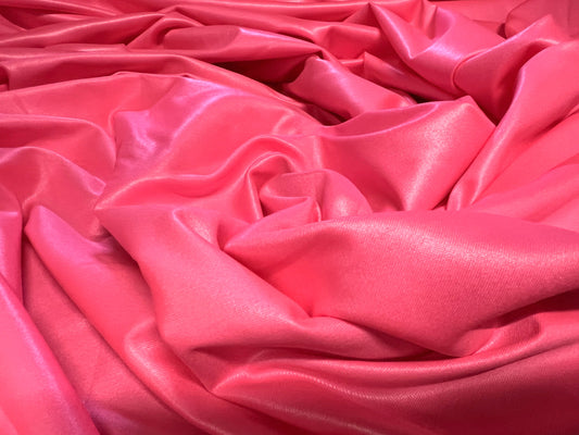 Ciré wet look coated stretch spandex jersey fabric, per metre - plain - fluorescent pink