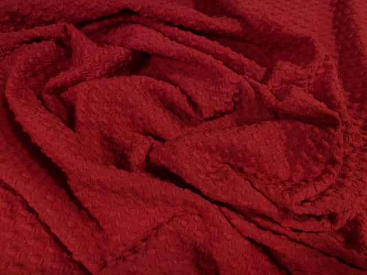 Double jersey knit spandex dress fabric, per metre - Dobby jacquard - Red