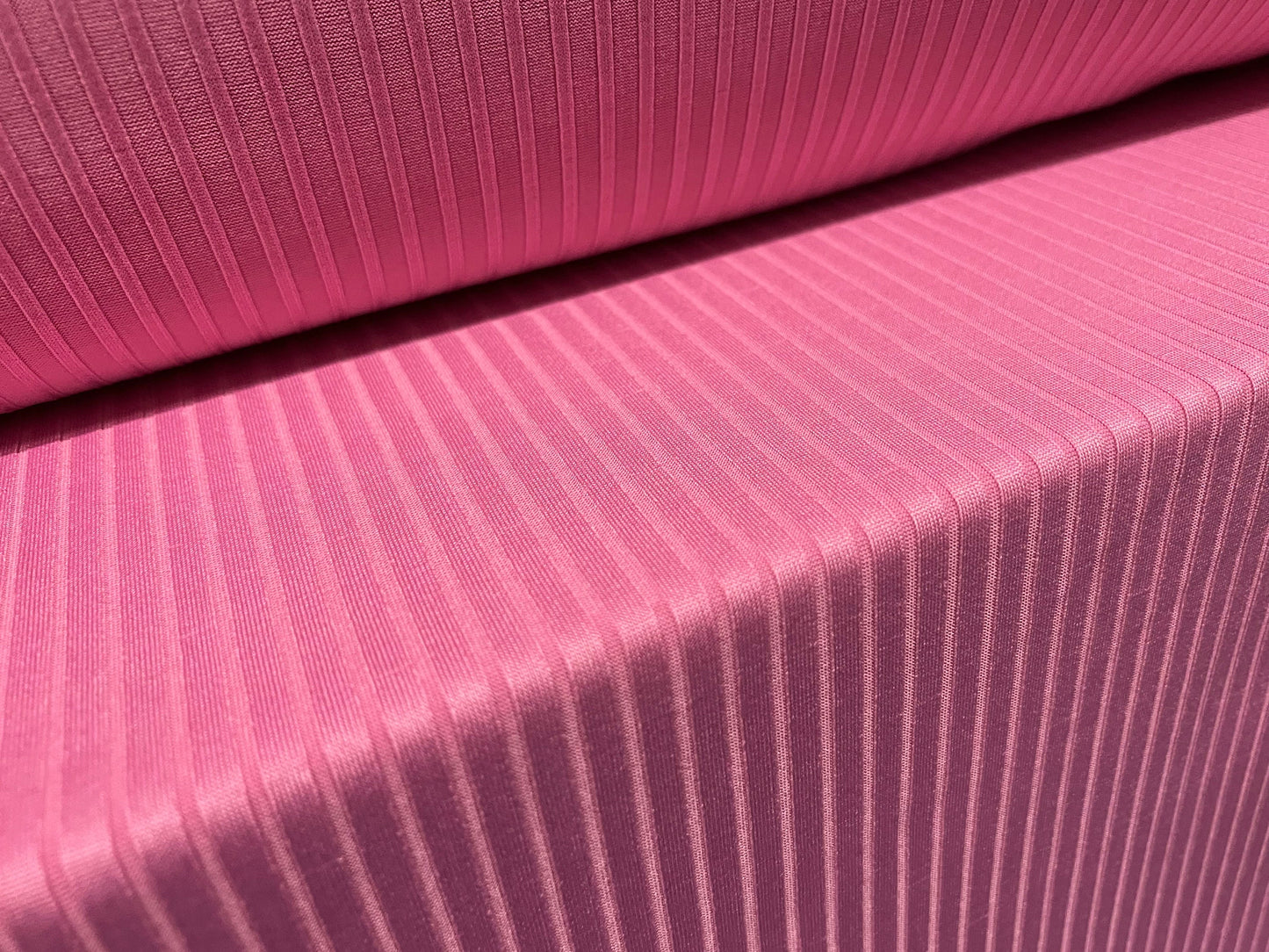 Stretch spandex rib jersey fabric, per metre - plain - candy pink