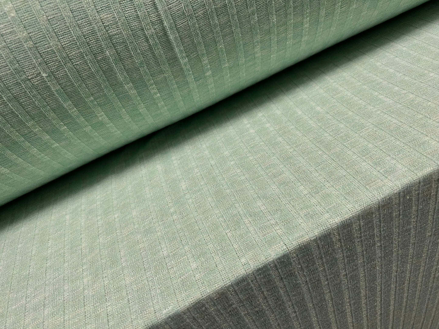 Heavyweight melange soft rib jersey fabric, per metre - Mint green marl