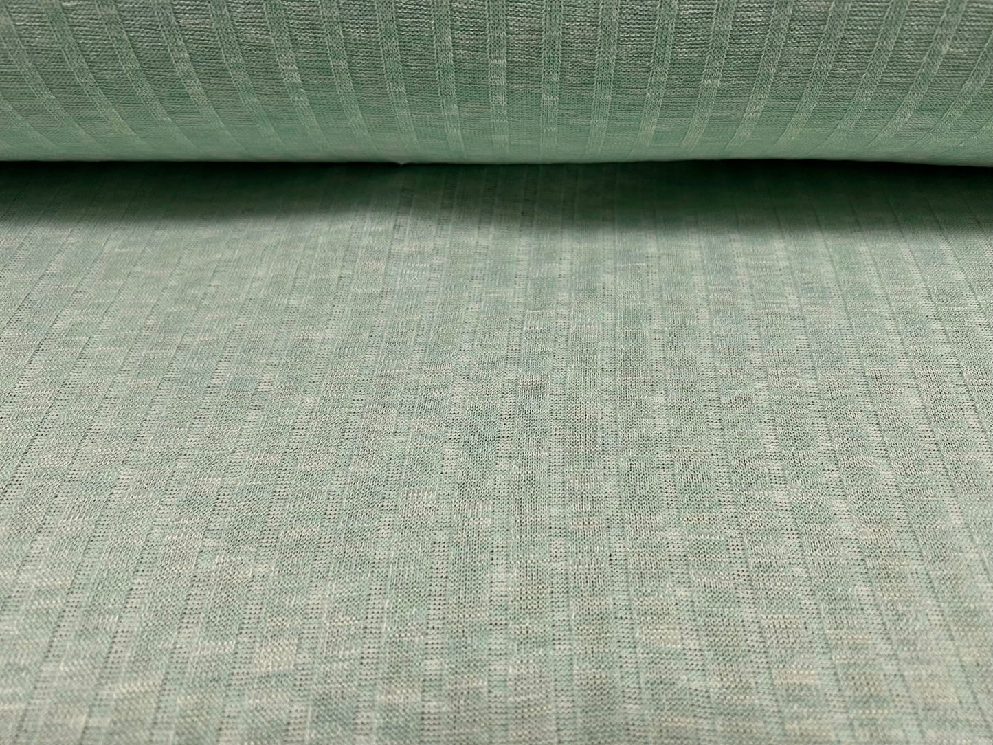 Heavyweight melange soft rib jersey fabric, per metre - Mint green marl