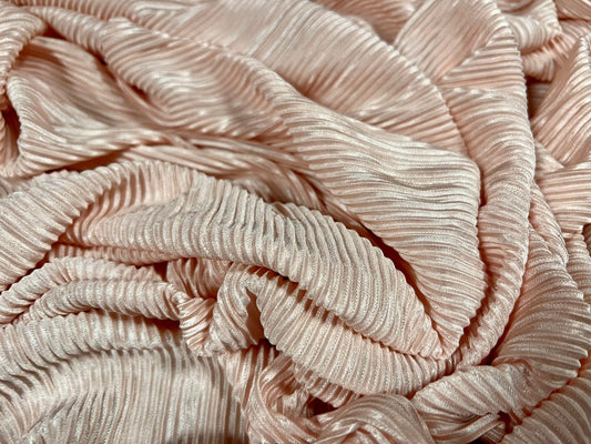 Plissé  pleated satin fabric, per metre - plain - blush